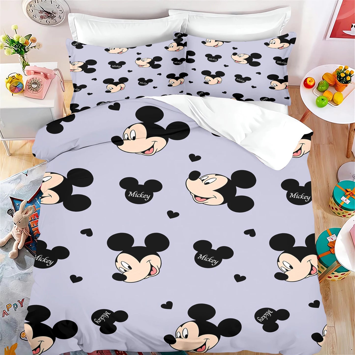 Disney Home Mickey Duvet Cover Forest 100% Polyester Adult Kids Baby Bedroom Gift Anime Model 2/3pcs Bedding Set