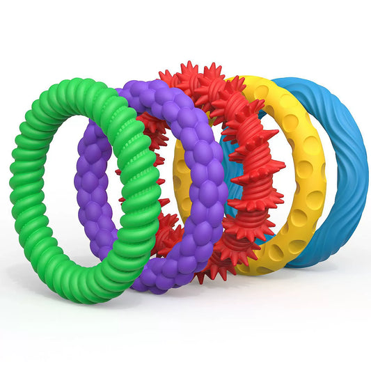 12/6/5PCS EDC Fidget Toys for Kids Adults Silicone Sensory Stone Antistress Ring Sensory Bracelets for Autism Stress Relief Toy
