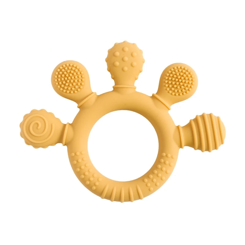 1pc Silicone Teether Food Grade Baby 0-12 Toys Teething Ring Sensory Toys for Toddlers Silicone Animal Soothing Toys Accessories