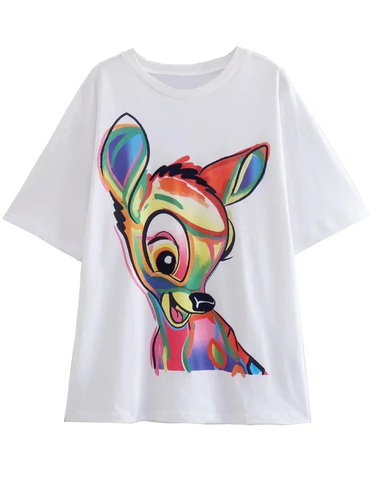 Disney Chic Women Mickey Mouse Donald Duck The Lion King SIMBA Letter Cartoon Print T-Shirt O-Neck Pullover Short Sleeve Tee Top