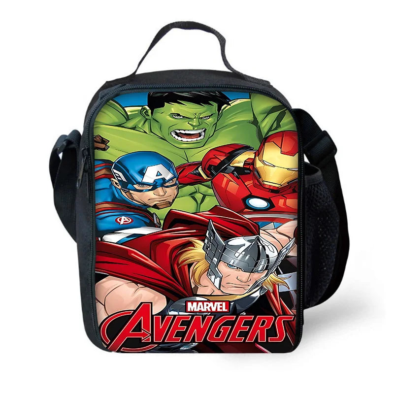 Marvel Cartoon Avengers Child Insulated Large Capacity Bag for Boy Girl Student Outdoor Picnic Resuable Thermal Cooler Lunch Box