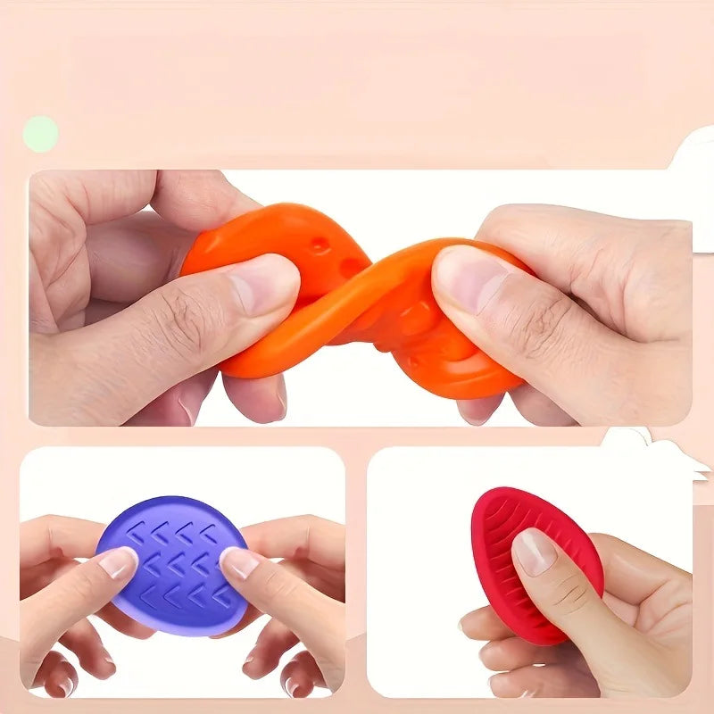 6Pcs Sensory Texture Worry Stones Soft Fun Fidget Toys Kids Adult Autism Quiet Stress Anxiety Relief Portable Handheld Gift