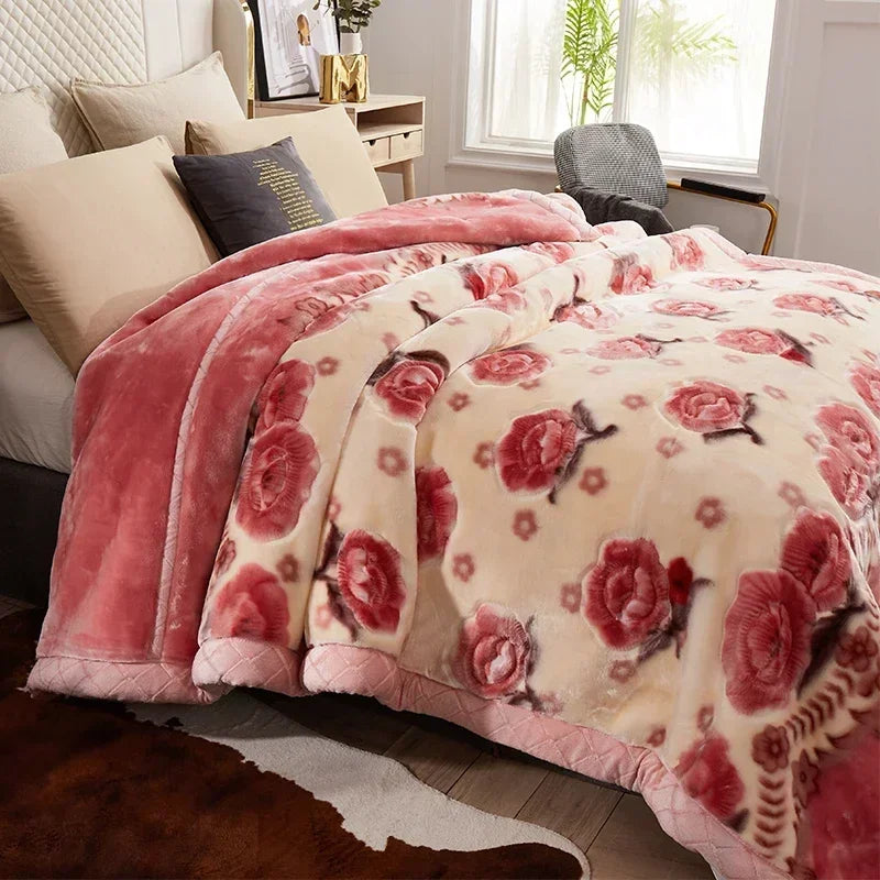 New Warm Weighted Blankets for Beds High End Thicken Warmth Raschel Blanket for Winter Autumn Double Side Plush Comforter Quilt