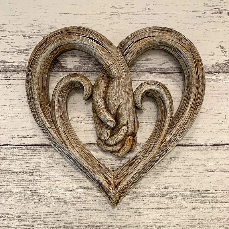 Forever Love Holding Hands Decorative Art Wood Finish Forever Love Ornaments For Living Room Home Decor