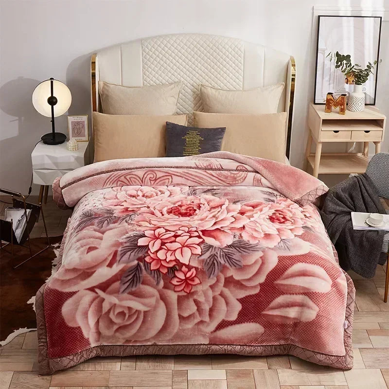 New Warm Weighted Blankets for Beds High End Thicken Warmth Raschel Blanket for Winter Autumn Double Side Plush Comforter Quilt