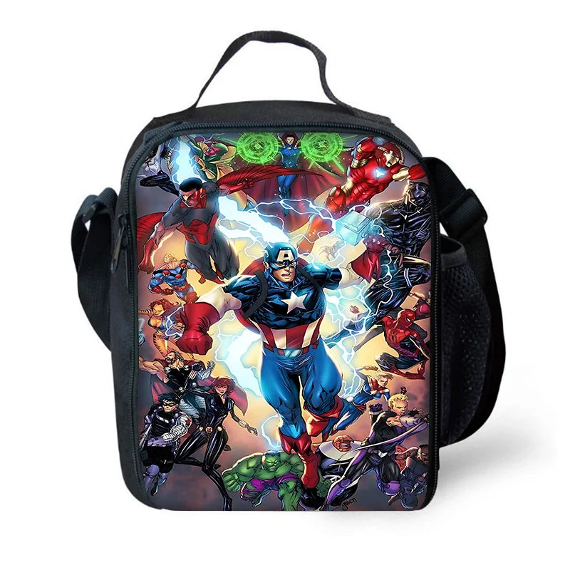 Marvel Cartoon Avengers Child Insulated Large Capacity Bag for Boy Girl Student Outdoor Picnic Resuable Thermal Cooler Lunch Box