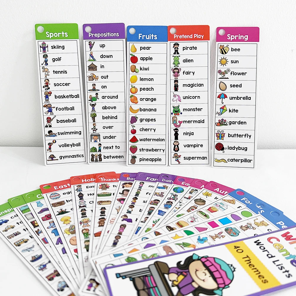 English Writing Words Lists Cards ESL Teaching Materials Sight Words Vocabulary Building Autism Learning Toys Montessori