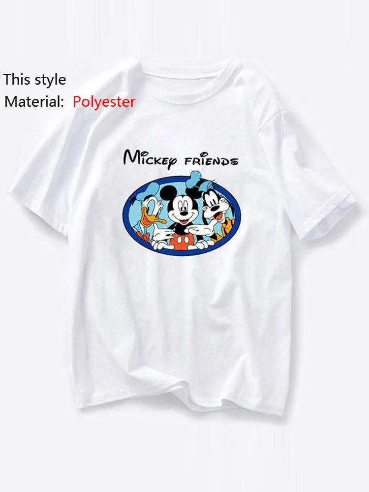 Disney Chic Women Mickey Mouse Donald Duck The Lion King SIMBA Letter Cartoon Print T-Shirt O-Neck Pullover Short Sleeve Tee Top