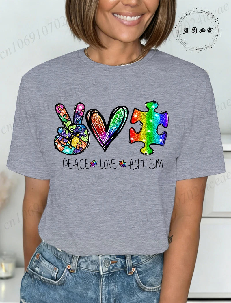 Autism Awareness T-Shirts for Women,We Wear Blue Tee Shirt,Fashion Autism Tops Graphic T-Shirts Women Short Sleeve Clothing