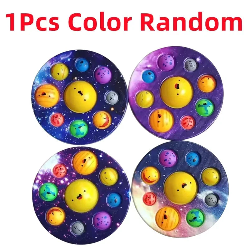 Eight Planets Dimple Push Bubble Fidget Toys Baby Sensory Autism Needs Squishy Stress Reliever Toys For Kids For Children Gift