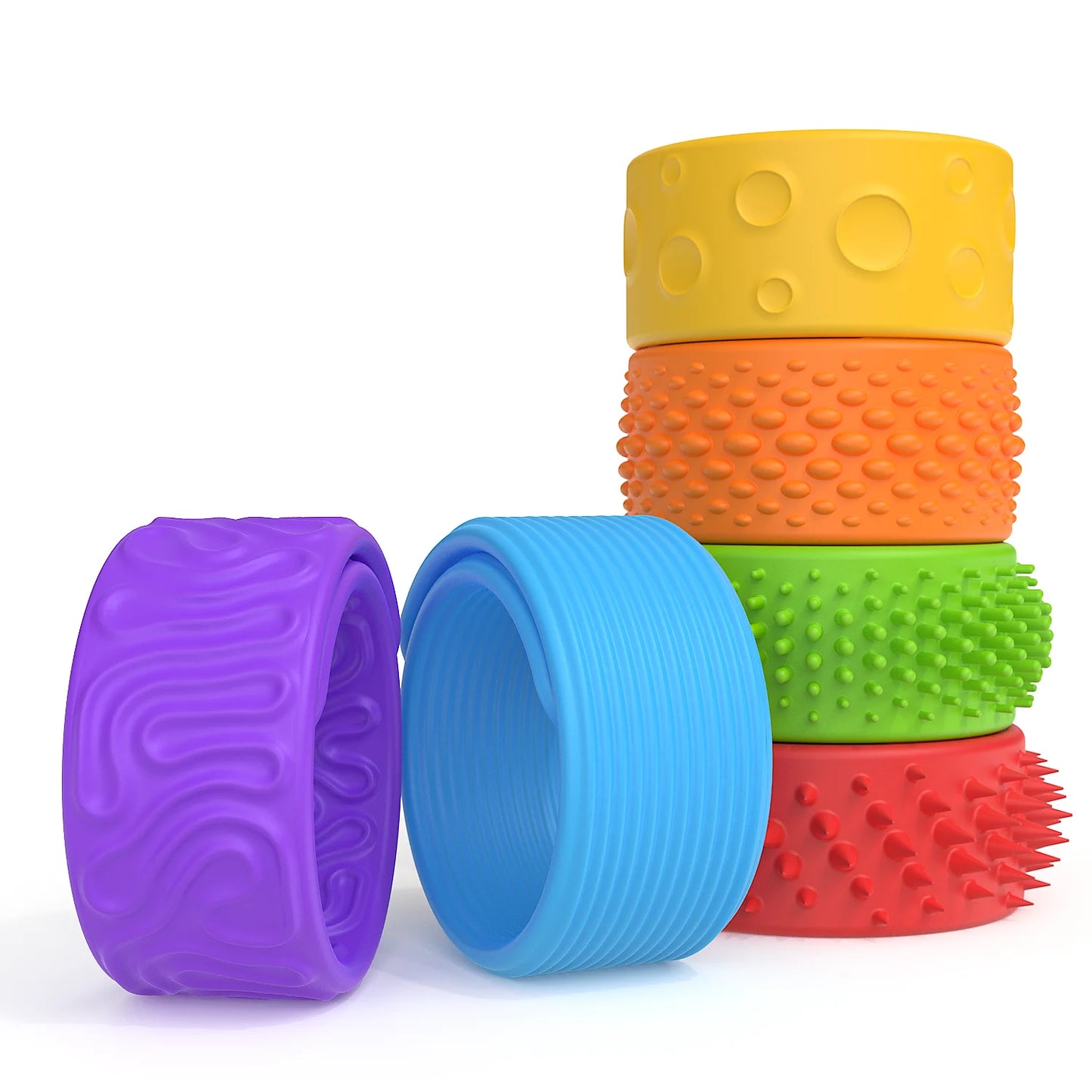 6 Pcs  Silicone Sensory Toys For Kids Autism Calming Sensory Toy Fidget Toys Slap Bracelets Textured For Special Needs Fidgets