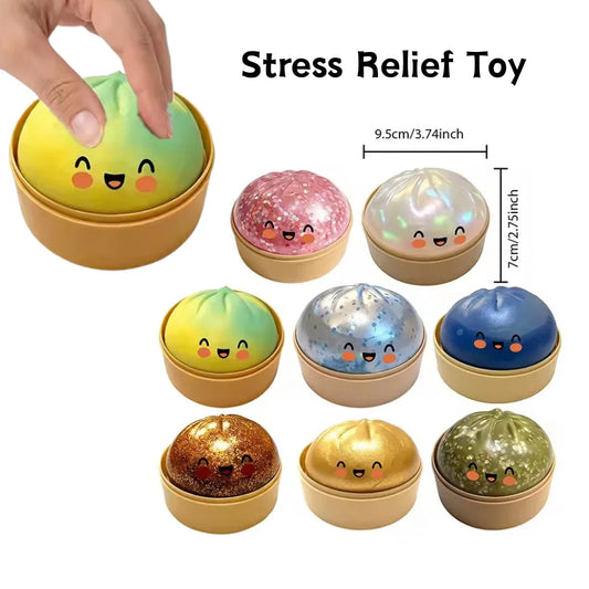 Cute Rainbow Dumpling Squishies Soft Slow Rebound Sensory Squeeze Toy Relief Anxiety For ADHD Autism Fidget Stress Ball