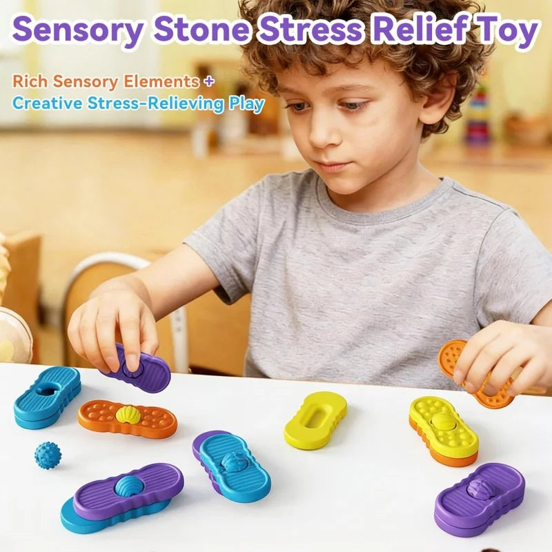 4pcs Sensory Fidget Toy Kids Adults Silicone Calming Figette Toy For ADHD Autism Pressure Reducing Plate Office Gifts