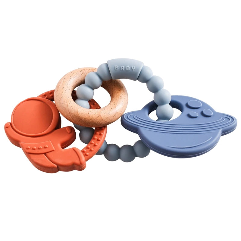 1pc Silicone Teether Food Grade Baby 0-12 Toys Teething Ring Sensory Toys for Toddlers Silicone Animal Soothing Toys Accessories