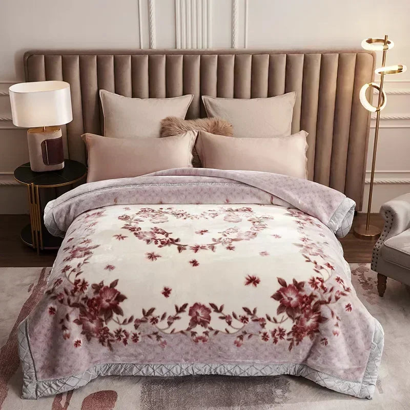 New Warm Weighted Blankets for Beds High End Thicken Warmth Raschel Blanket for Winter Autumn Double Side Plush Comforter Quilt