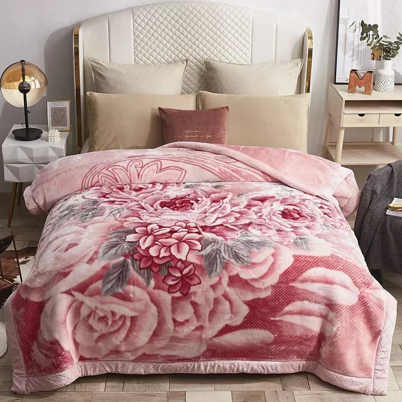 New Warm Weighted Blankets for Beds High End Thicken Warmth Raschel Blanket for Winter Autumn Double Side Plush Comforter Quilt