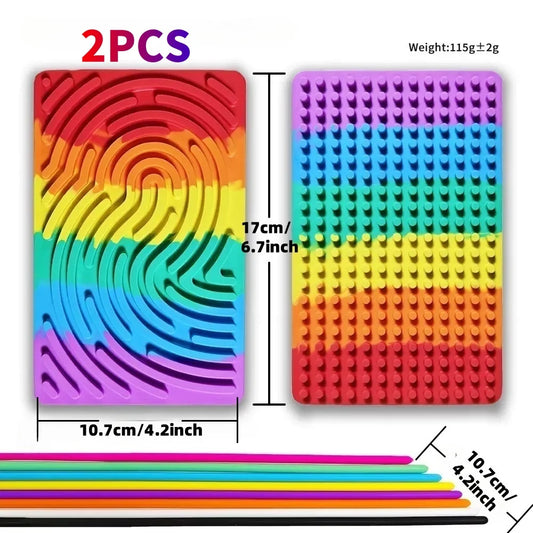 Kid Sensory Activity Board Sensory Activity Board 2 in1 Silicone Fidget Toy Double-Sided for Calming Stress Anxiety ADHD Autism