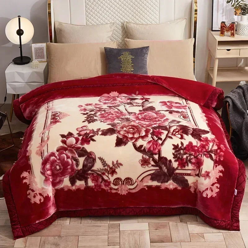 New Warm Weighted Blankets for Beds High End Thicken Warmth Raschel Blanket for Winter Autumn Double Side Plush Comforter Quilt