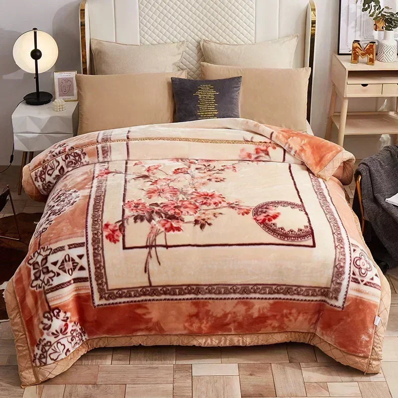 New Warm Weighted Blankets for Beds High End Thicken Warmth Raschel Blanket for Winter Autumn Double Side Plush Comforter Quilt