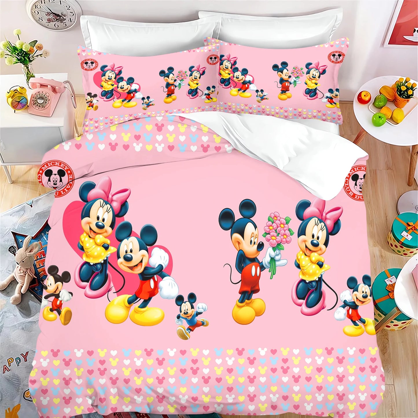 Disney Home Mickey Duvet Cover Forest 100% Polyester Adult Kids Baby Bedroom Gift Anime Model 2/3pcs Bedding Set