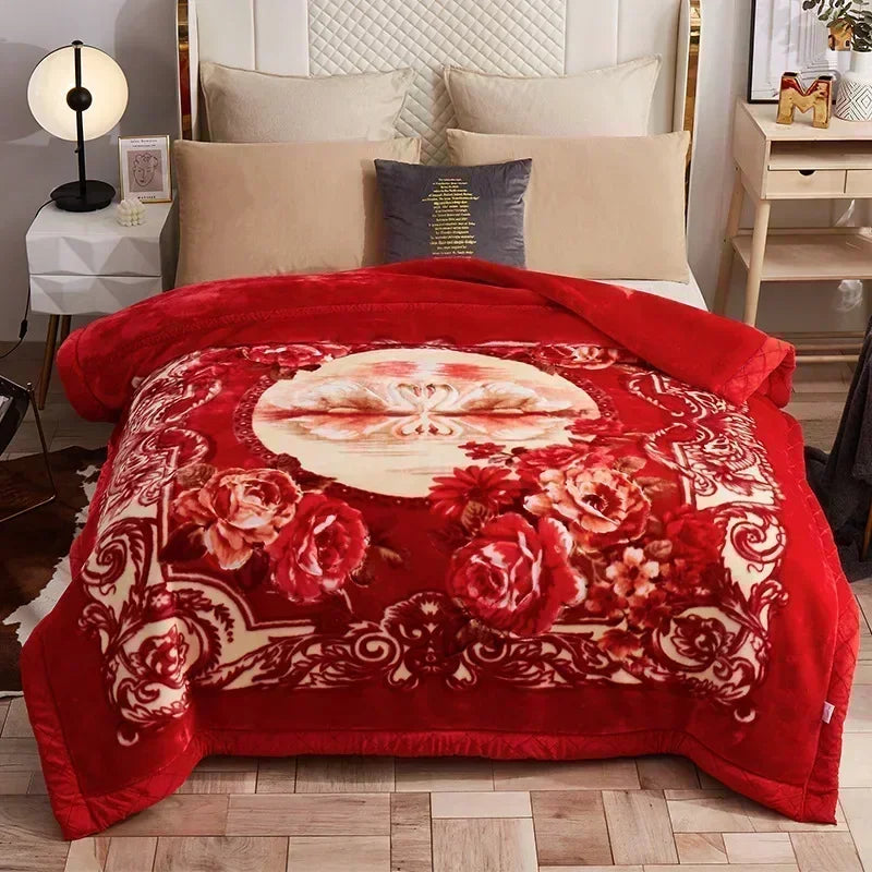 New Warm Weighted Blankets for Beds High End Thicken Warmth Raschel Blanket for Winter Autumn Double Side Plush Comforter Quilt