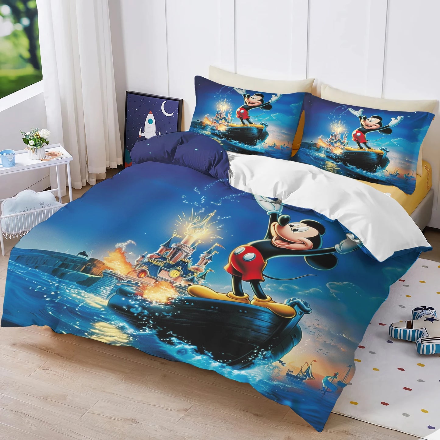 Disney Home Mickey Duvet Cover Forest 100% Polyester Adult Kids Baby Bedroom Gift Anime Model 2/3pcs Bedding Set