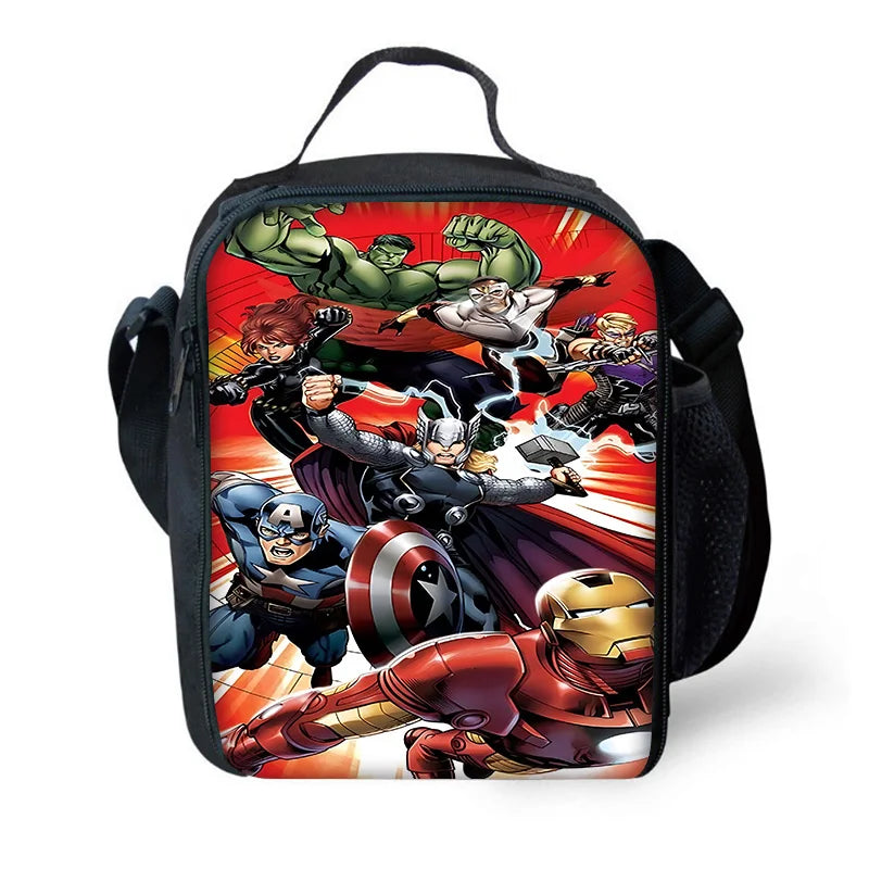 Marvel Cartoon Avengers Child Insulated Large Capacity Bag for Boy Girl Student Outdoor Picnic Resuable Thermal Cooler Lunch Box