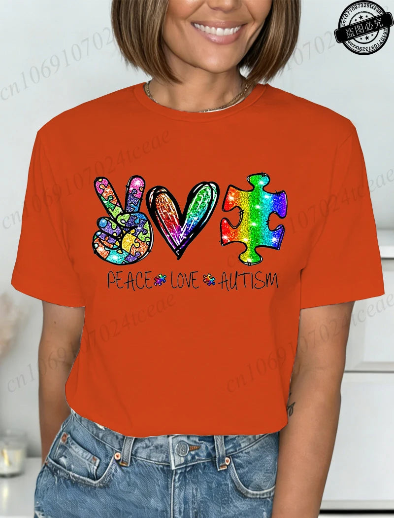 Autism Awareness T-Shirts for Women,We Wear Blue Tee Shirt,Fashion Autism Tops Graphic T-Shirts Women Short Sleeve Clothing