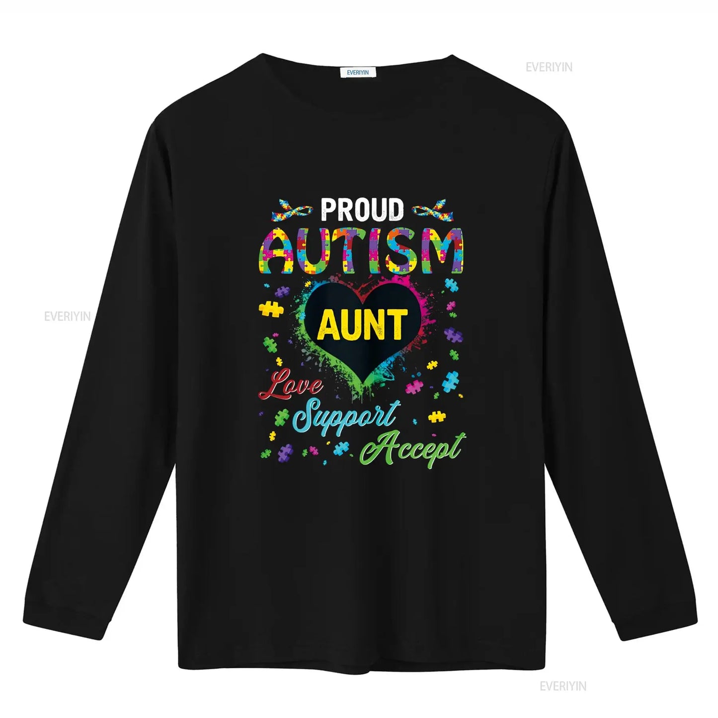 Proud Autism Aunt Love Support Accept Help Awareness T Shirt vintage Washed fashion Stretched Unisex Stylish Breathable
