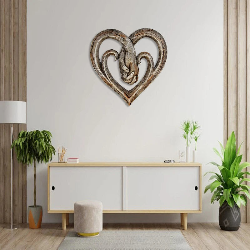 Forever Love Holding Hands Decorative Art Wood Finish Forever Love Ornaments For Living Room Home Decor