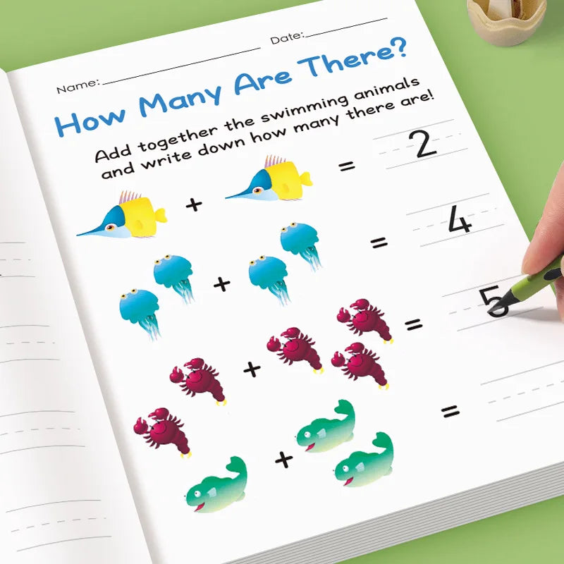 Addition Subtraction Within 10, Children's Math Workbook 64 Pages, Mental Arithmetic Fun Math Interactive Exercises Problem Book