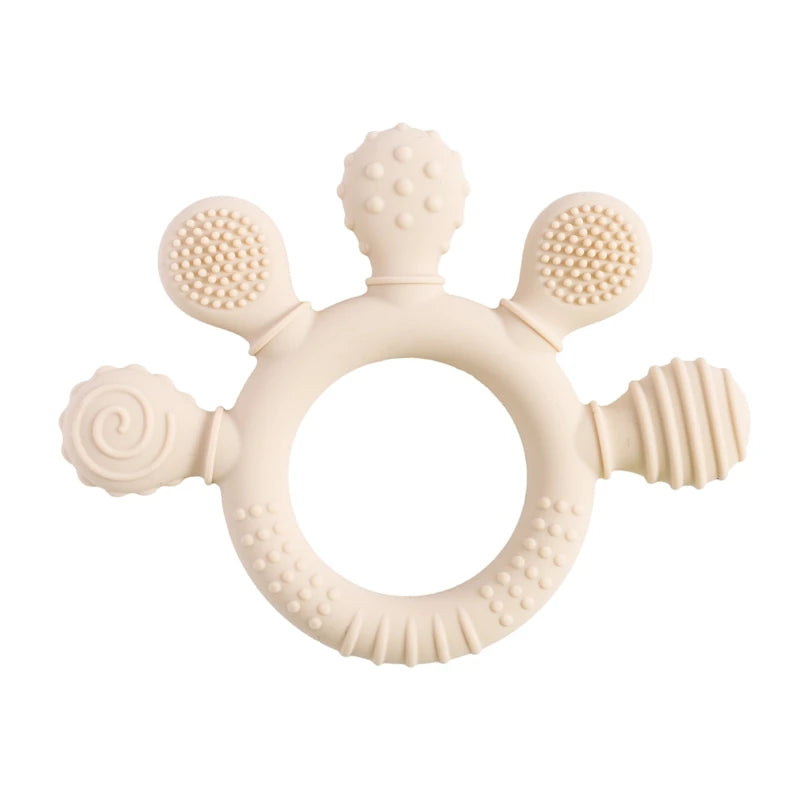 1pc Silicone Teether Food Grade Baby 0-12 Toys Teething Ring Sensory Toys for Toddlers Silicone Animal Soothing Toys Accessories