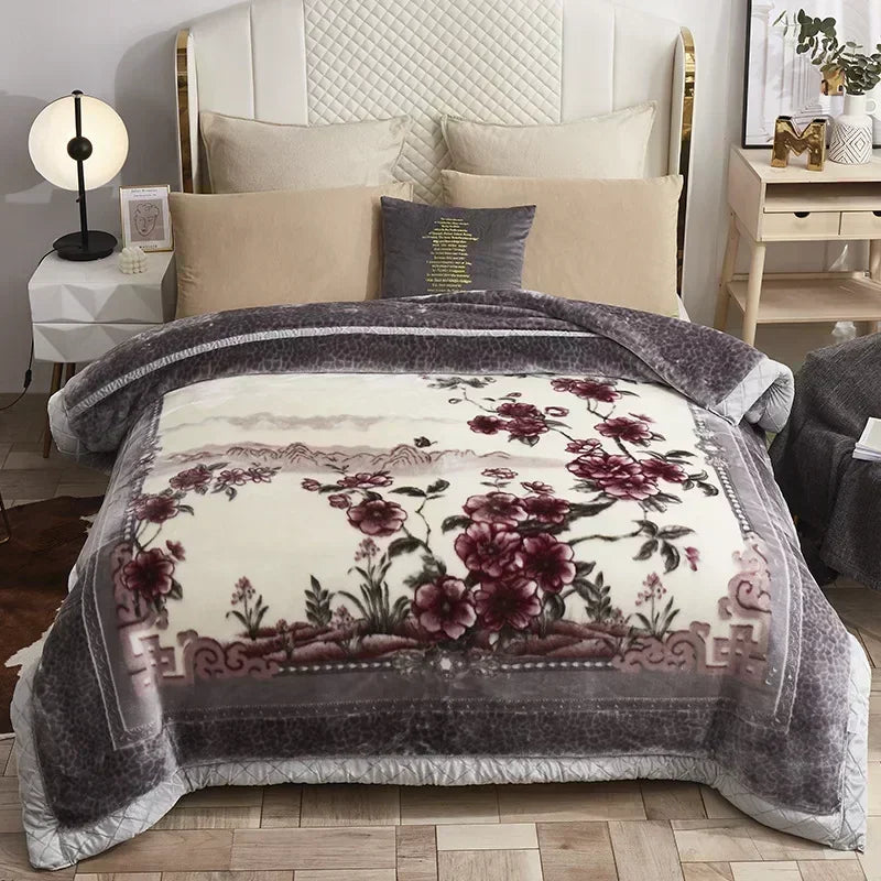 New Warm Weighted Blankets for Beds High End Thicken Warmth Raschel Blanket for Winter Autumn Double Side Plush Comforter Quilt
