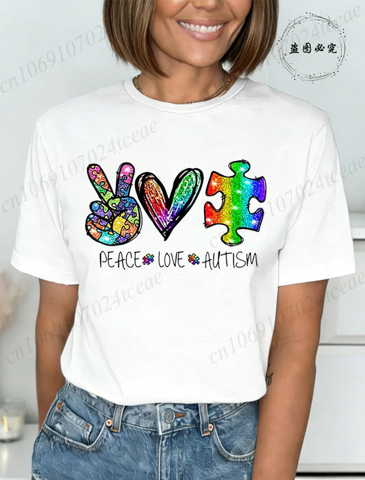 Autism Awareness T-Shirts for Women,We Wear Blue Tee Shirt,Fashion Autism Tops Graphic T-Shirts Women Short Sleeve Clothing