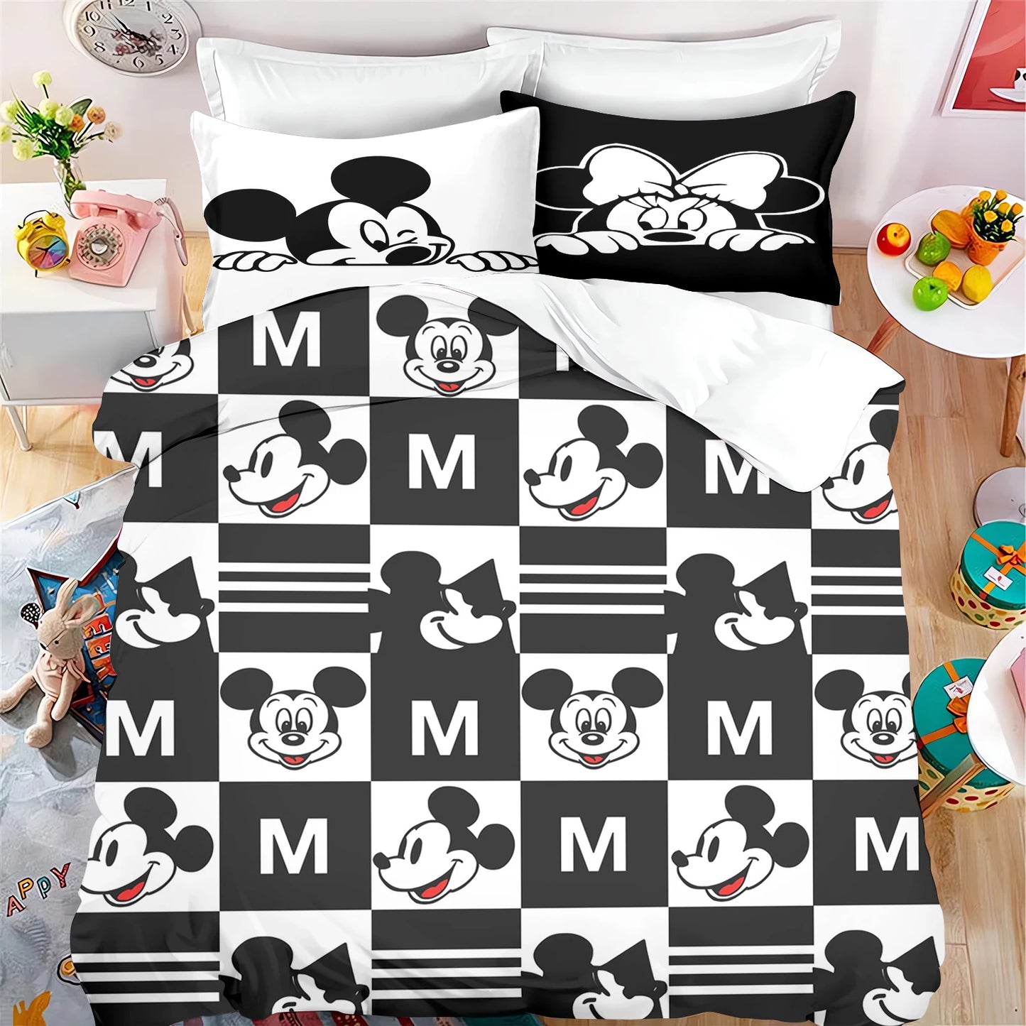 Disney Home Mickey Duvet Cover Forest 100% Polyester Adult Kids Baby Bedroom Gift Anime Model 2/3pcs Bedding Set