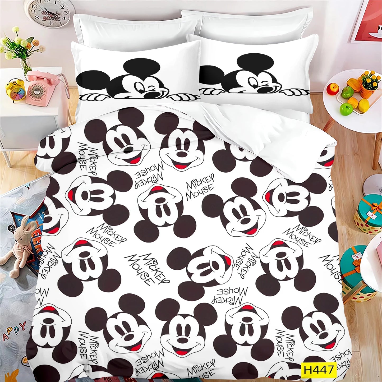 Disney Home Mickey Duvet Cover Forest 100% Polyester Adult Kids Baby Bedroom Gift Anime Model 2/3pcs Bedding Set