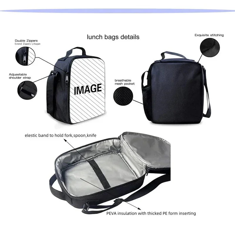 Marvel Cartoon Avengers Child Insulated Large Capacity Bag for Boy Girl Student Outdoor Picnic Resuable Thermal Cooler Lunch Box