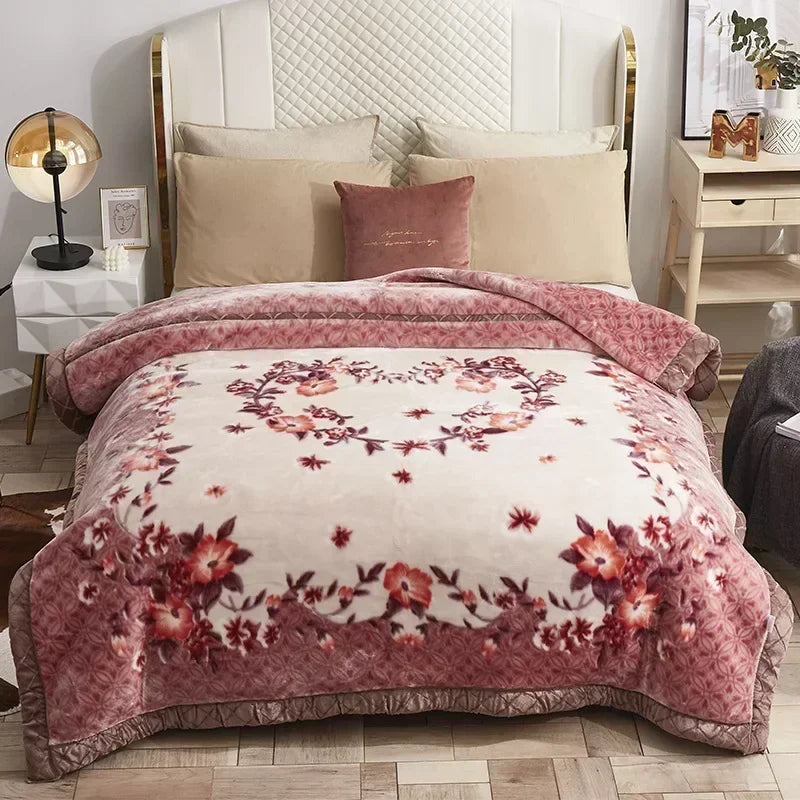 New Warm Weighted Blankets for Beds High End Thicken Warmth Raschel Blanket for Winter Autumn Double Side Plush Comforter Quilt
