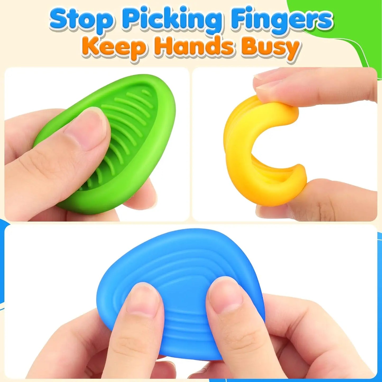 6Pcs Sensory Texture Worry Stones Soft Fun Fidget Toys Kids Adult Autism Quiet Stress Anxiety Relief Portable Handheld Gift