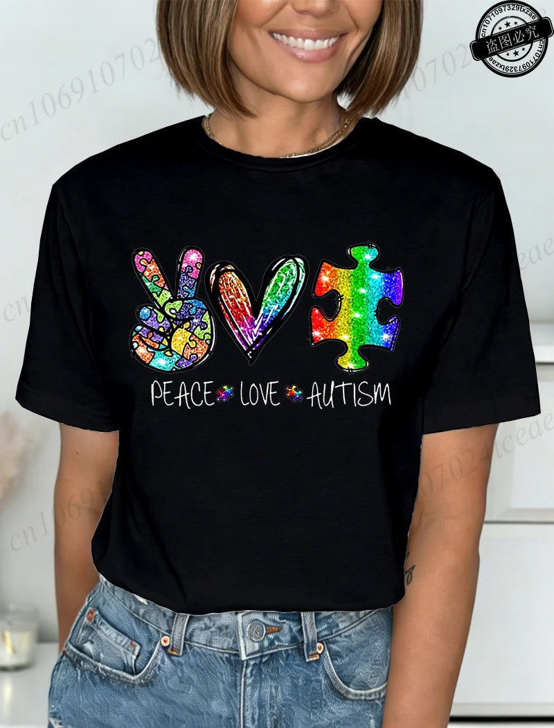 Autism Awareness T-Shirts for Women,We Wear Blue Tee Shirt,Fashion Autism Tops Graphic T-Shirts Women Short Sleeve Clothing