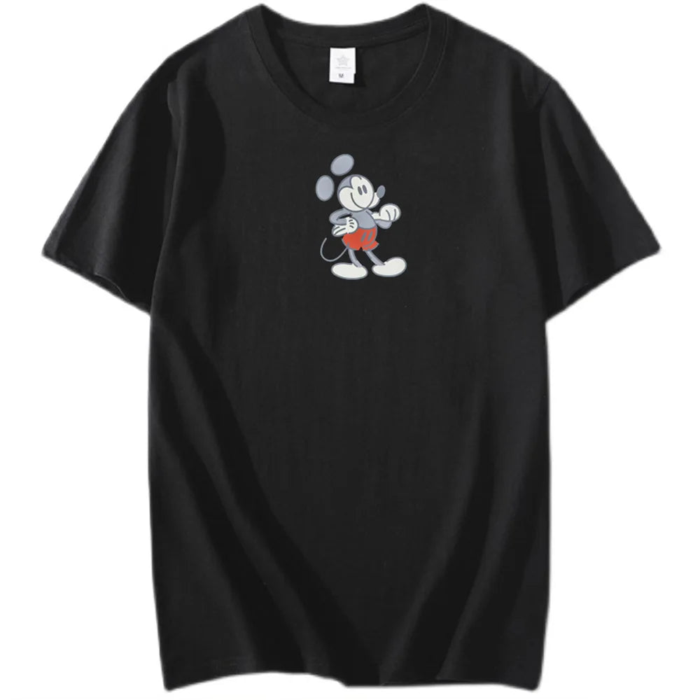 Disney Chic Women Mickey Mouse Donald Duck The Lion King SIMBA Letter Cartoon Print T-Shirt O-Neck Pullover Short Sleeve Tee Top
