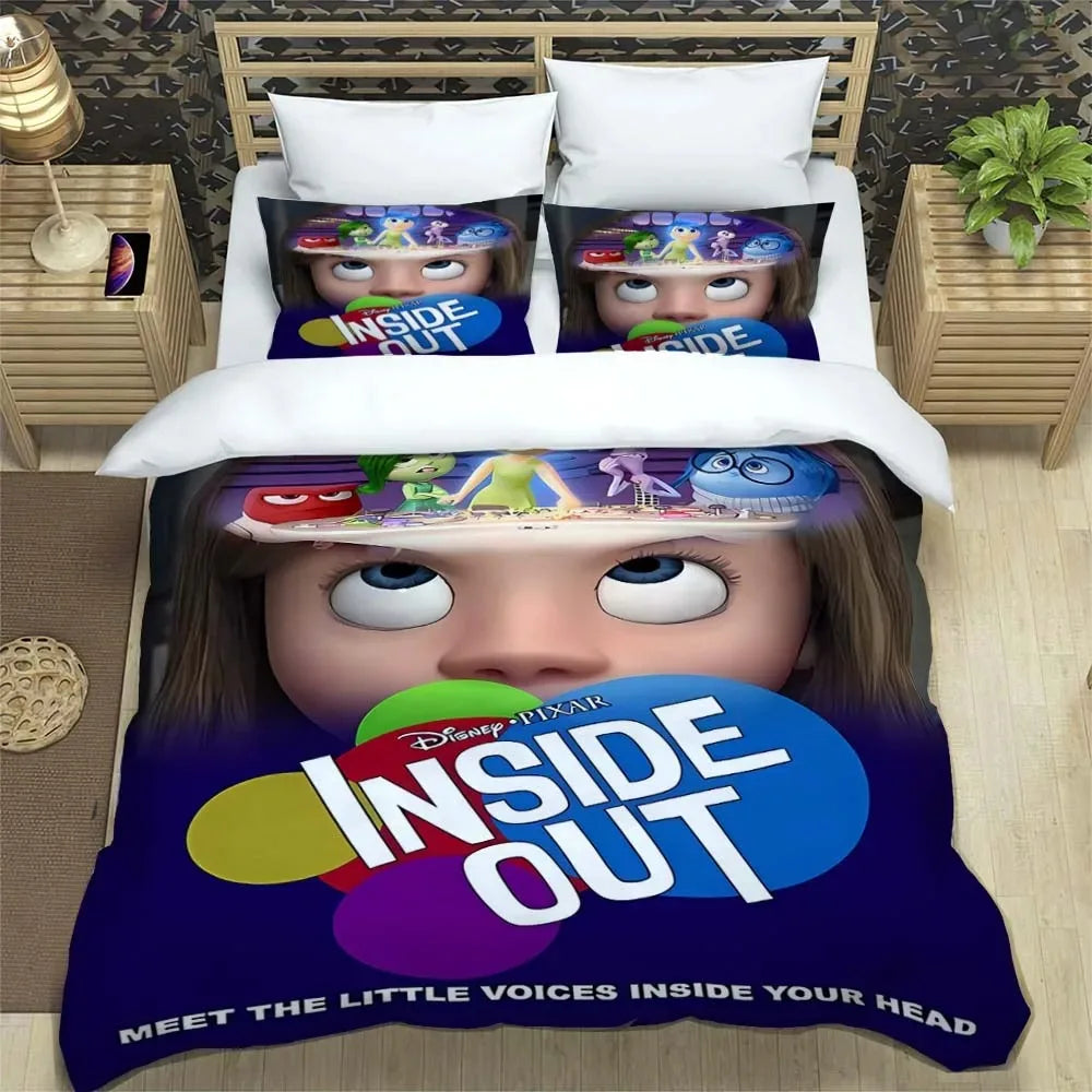 Boy Girl Duvet Cover Cartoon Gift Disney Inside Out Duvet Cover Pillow Cover Bedding Set Furniture Room Bedroom Decor Kit Large