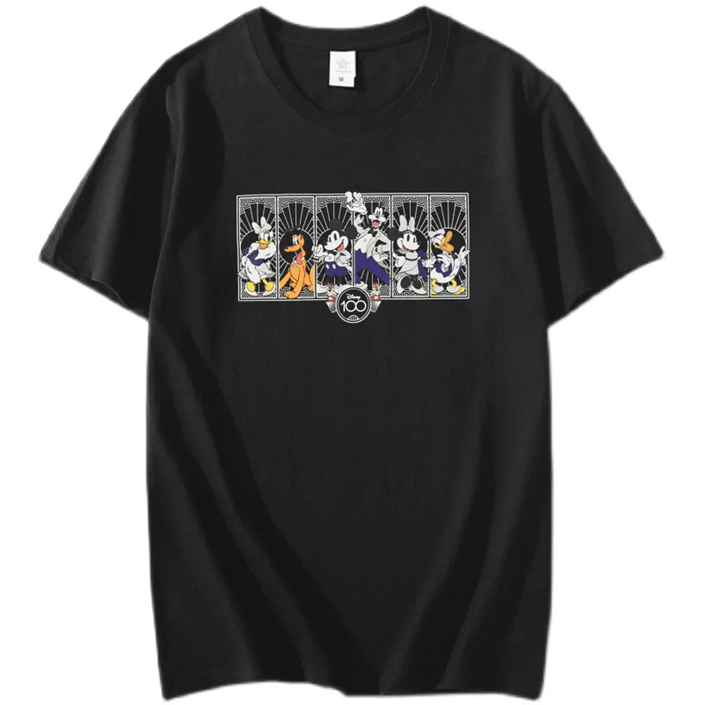 Disney Chic Women Mickey Mouse Donald Duck The Lion King SIMBA Letter Cartoon Print T-Shirt O-Neck Pullover Short Sleeve Tee Top