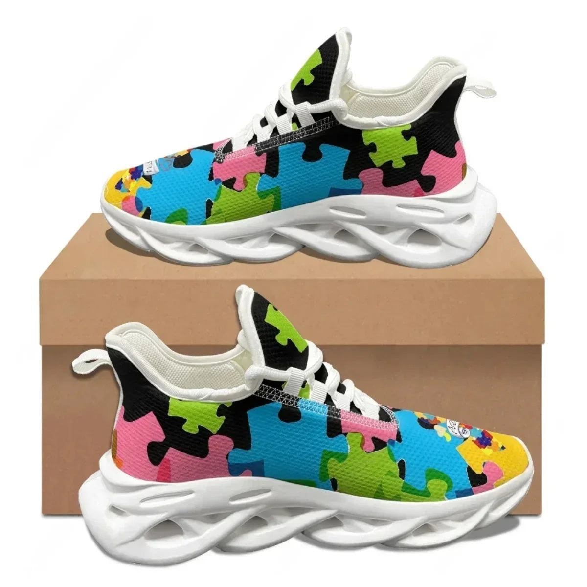 Autism Awareness Sports Running Shoe Color Puzzle Durable Wild Cozy Men’s Sneakers New High Quality Soft Platform Tenis Feminino