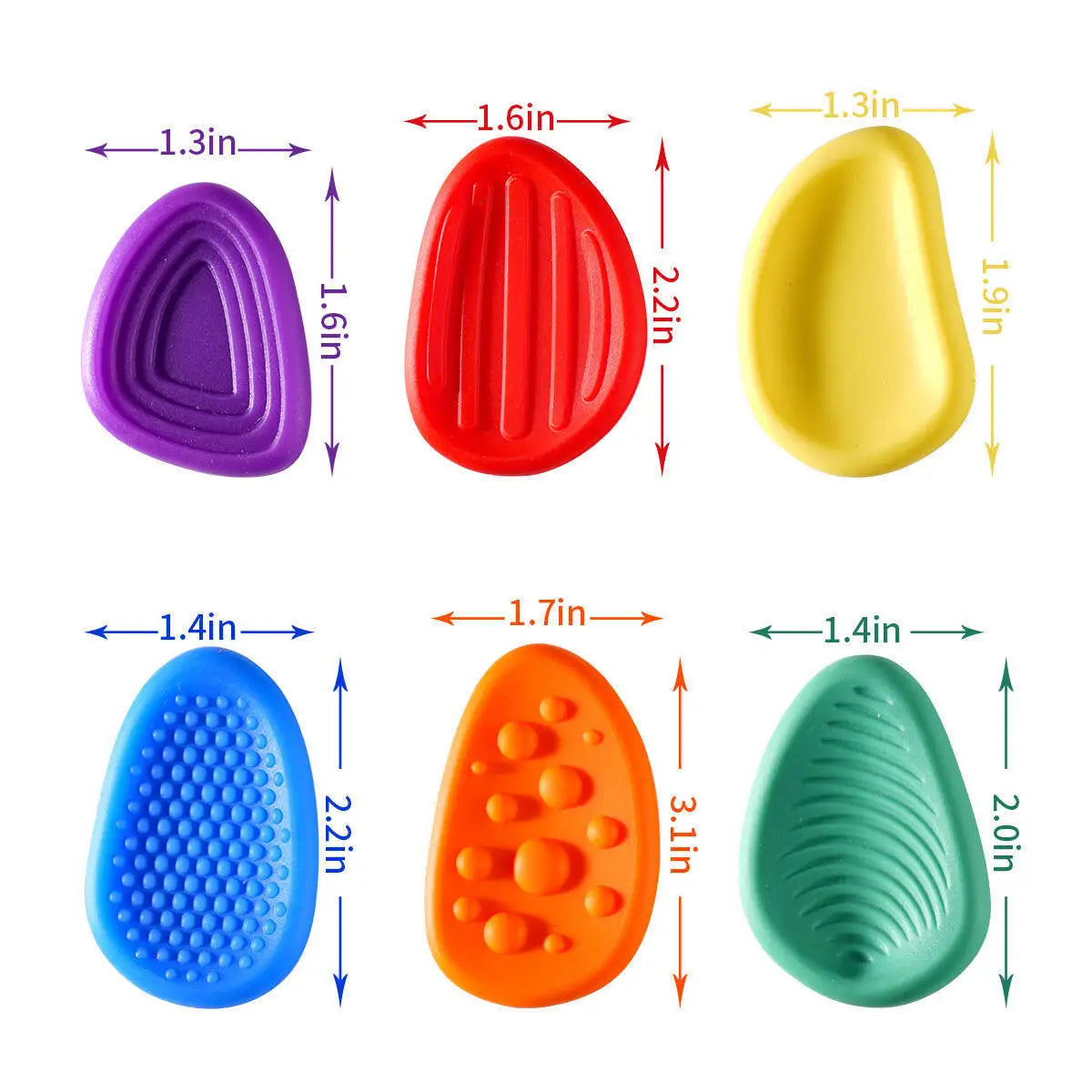 6Pcs Sensory Texture Worry Stones Soft Fun Fidget Toys Kids Adult Autism Quiet Stress Anxiety Relief Portable Handheld Gift