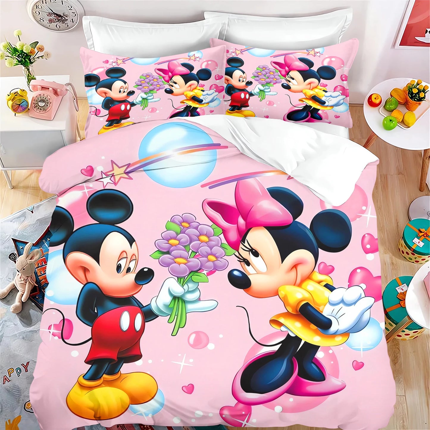 Disney Home Mickey Duvet Cover Forest 100% Polyester Adult Kids Baby Bedroom Gift Anime Model 2/3pcs Bedding Set