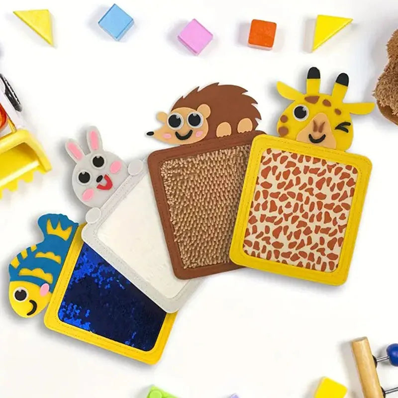 8Pcs Cartoon Animal Themed Felt Sensory Mats for Autistic Children Textured Cognition Tile Preschool Developmental Education Toy