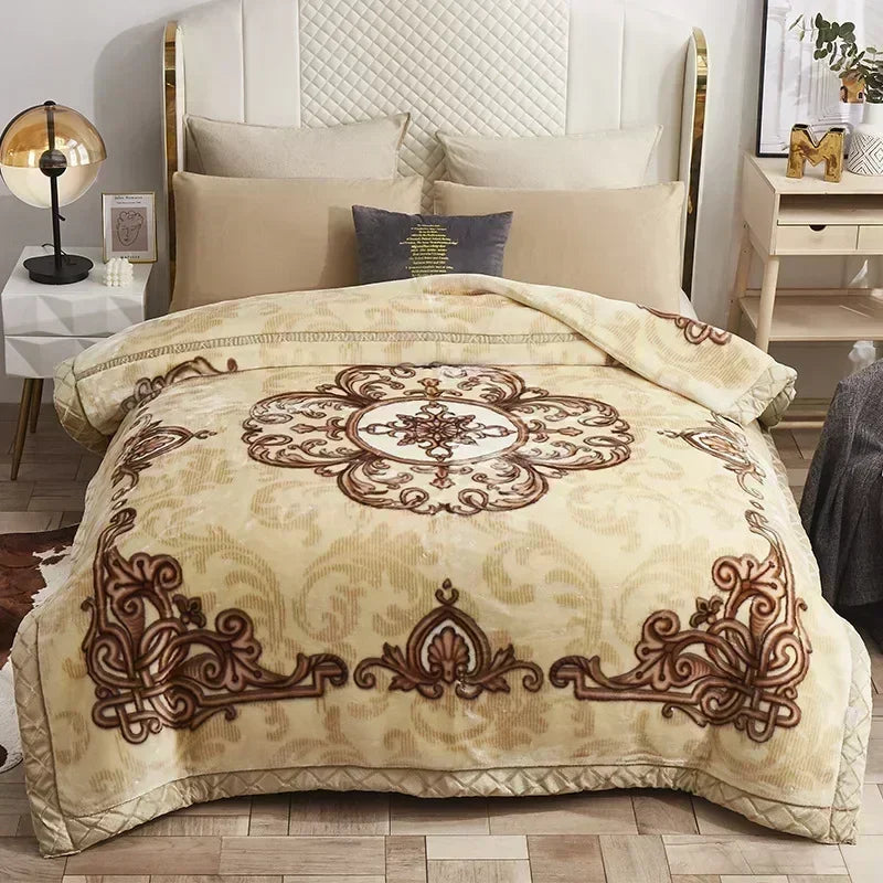 New Warm Weighted Blankets for Beds High End Thicken Warmth Raschel Blanket for Winter Autumn Double Side Plush Comforter Quilt