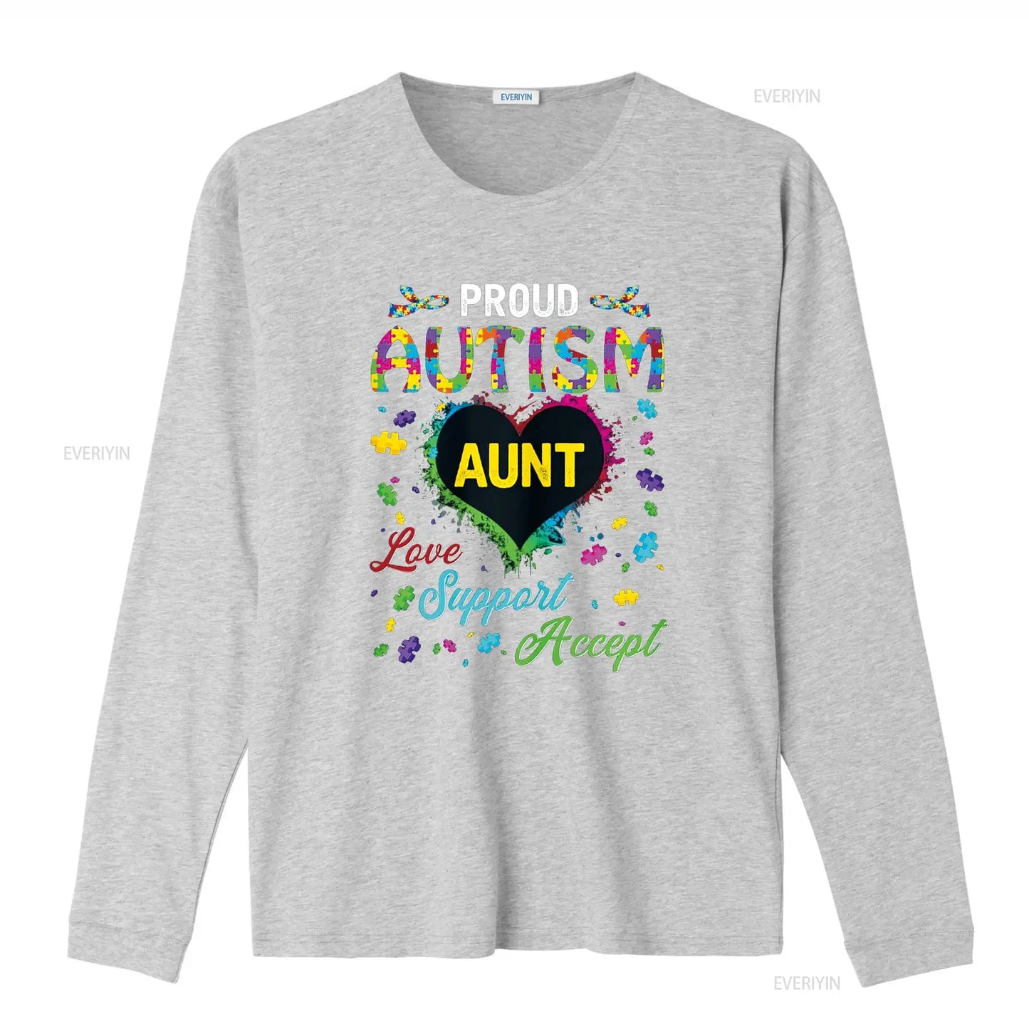 Proud Autism Aunt Love Support Accept Help Awareness T Shirt vintage Washed fashion Stretched Unisex Stylish Breathable
