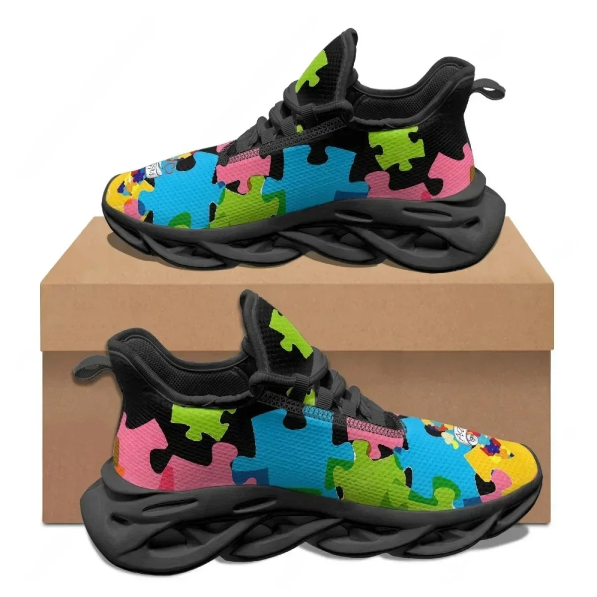 Autism Awareness Sports Running Shoe Color Puzzle Durable Wild Cozy Men’s Sneakers New High Quality Soft Platform Tenis Feminino
